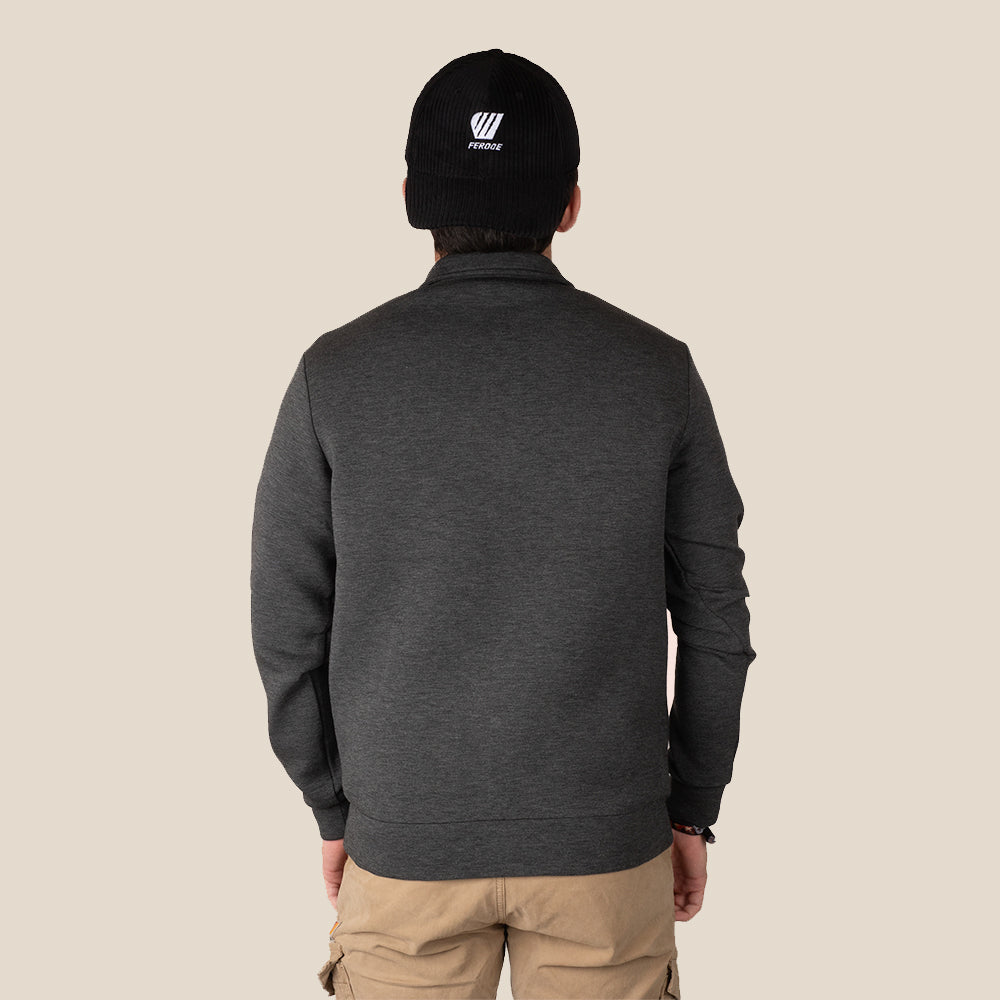 Sweat col camionneur zippé gris anthracite FEROCE