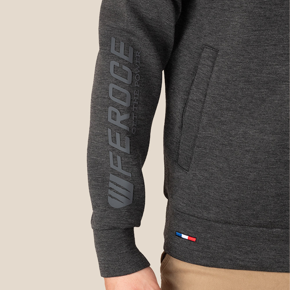 Sweat col camionneur zippé gris anthracite FEROCE