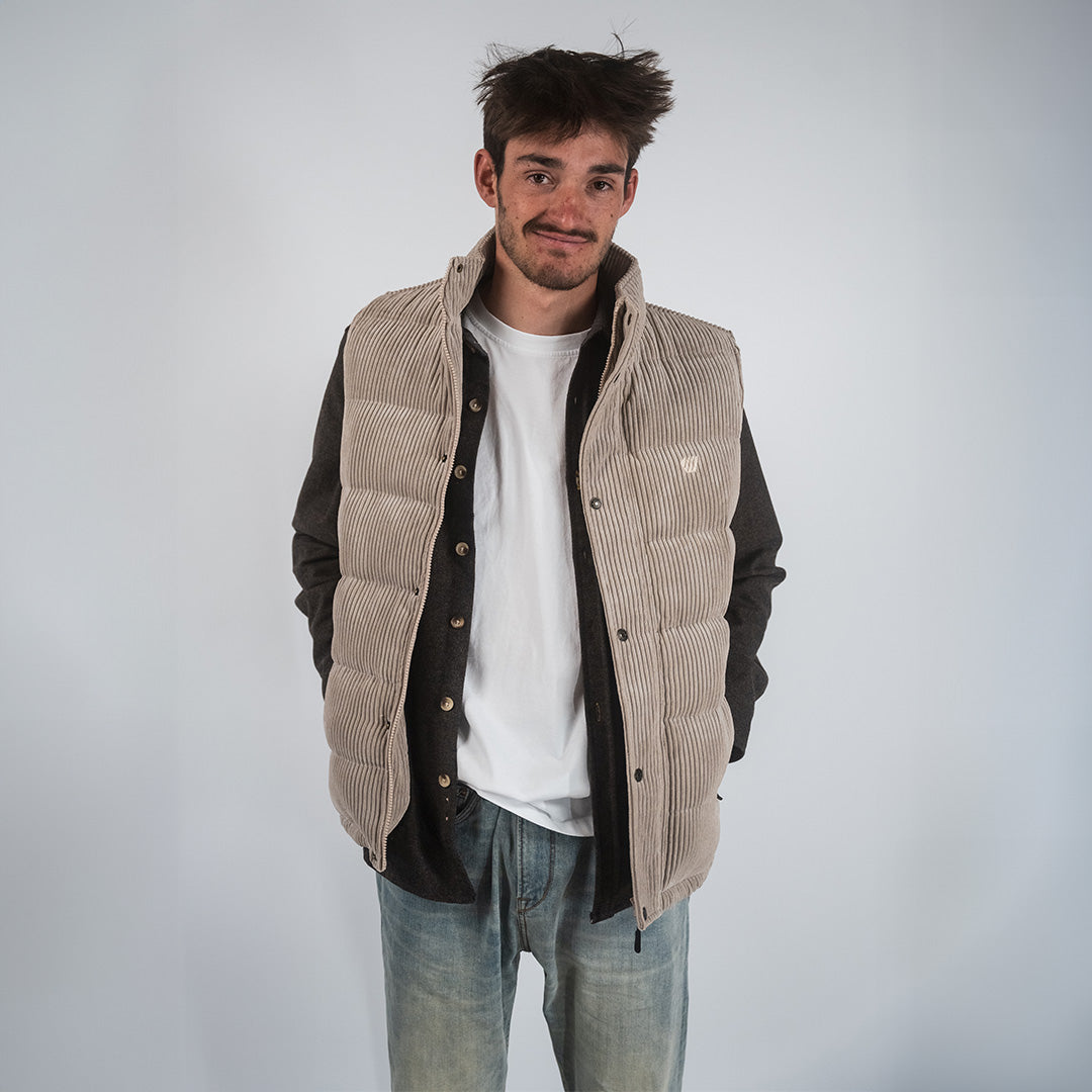 Doudoune sans manche Mira velours - Beige