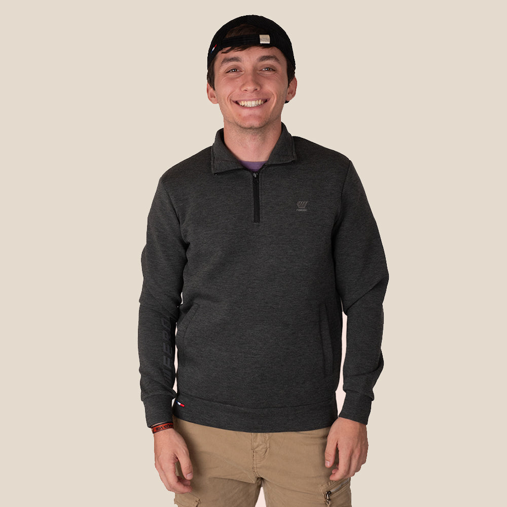Sweat col camionneur zippé gris anthracite FEROCE
