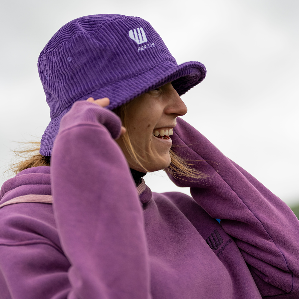 Chapeau style bob velours cotelé - Mauve