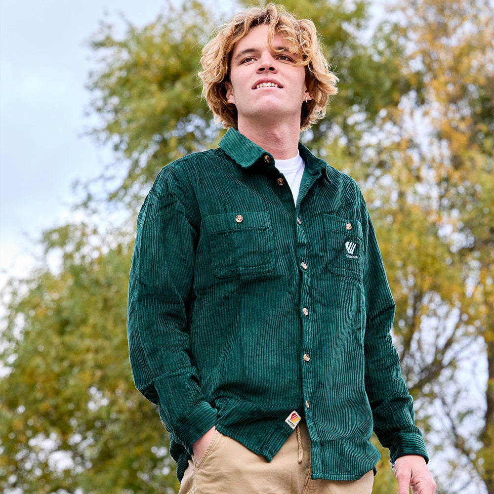 Chemise velours côtelé - Vert foncé