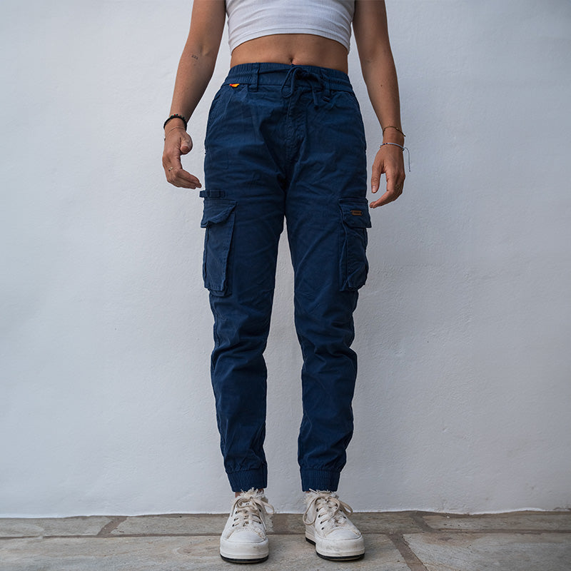 Pantalon cargo Thalassa serré Bleu marine - Main Image