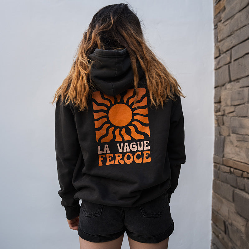 Hoodie coton bio La Vague Feroce - Noir