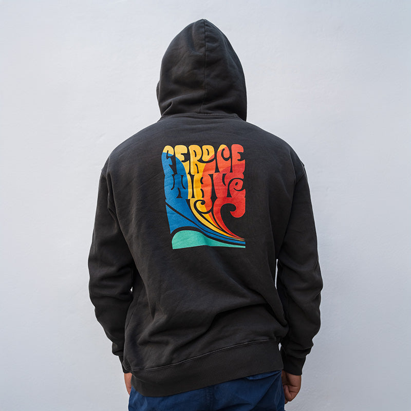 Hoodie coton bio Feroce Wave - Noir
