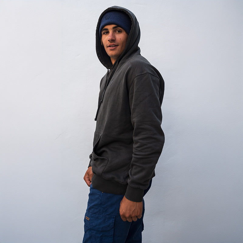 Hoodie coton bio Feroce Wave - Noir