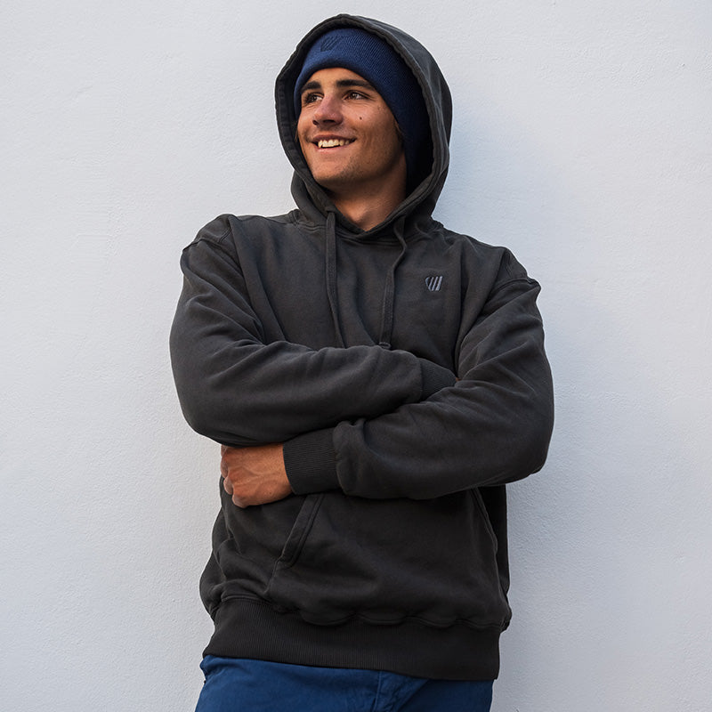 Hoodie coton bio Feroce Wave - Noir