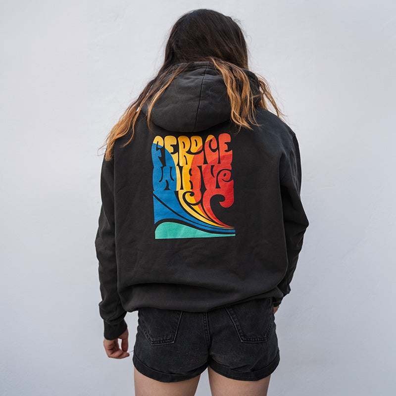 Hoodie coton bio Feroce Wave - Noir