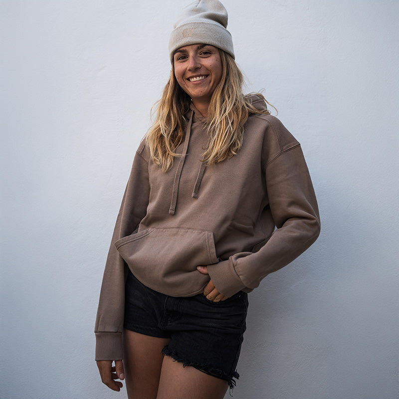 Hoodie coton bio La Vague Feroce - Taupe