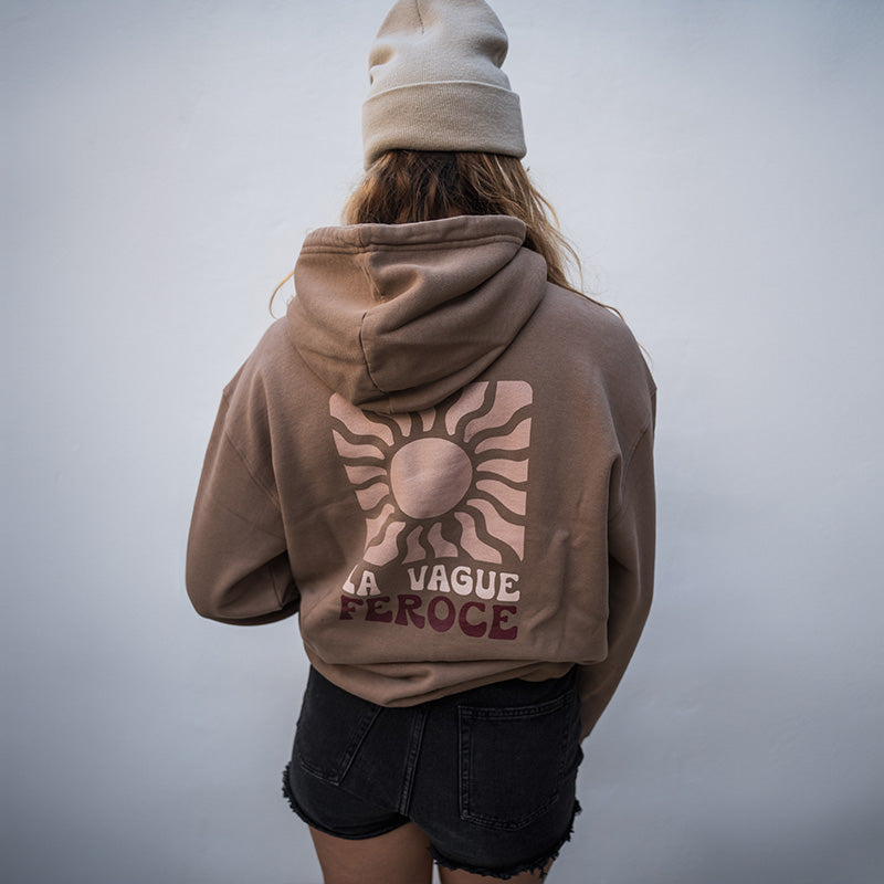 Hoodie coton bio La Vague Feroce - Taupe