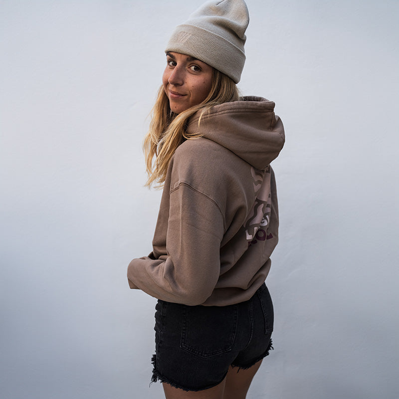 Hoodie coton bio La Vague Feroce - Taupe