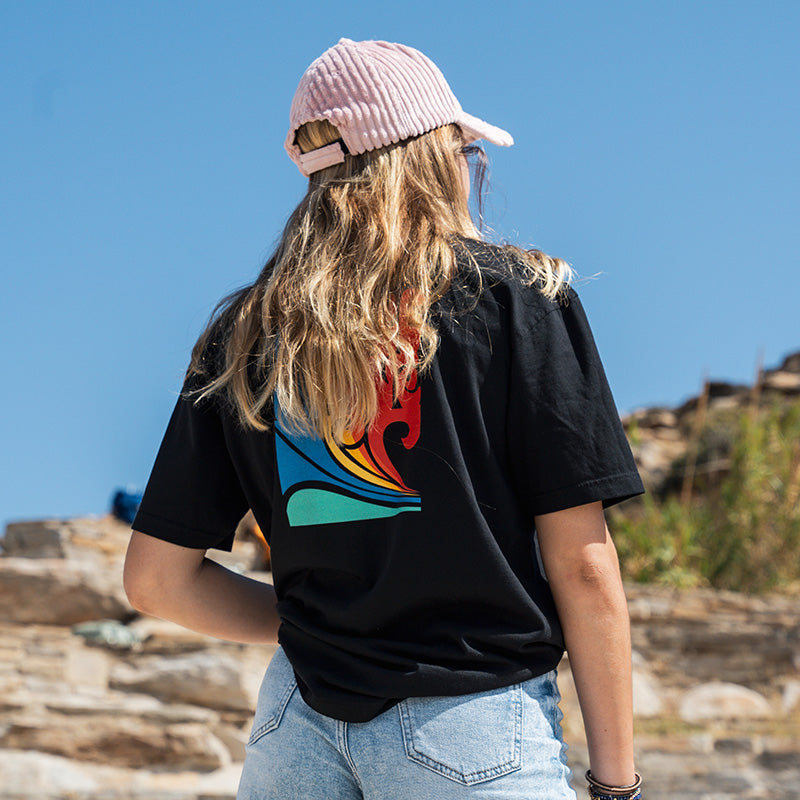 T-shirt coton bio Feroce Wave - Noir