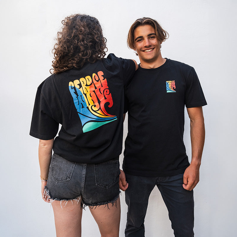 T-shirt coton bio Feroce Wave - Noir