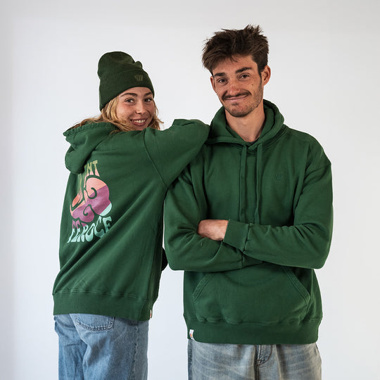 Hoodie coton bio Un Vent Feroce - Vert sapin