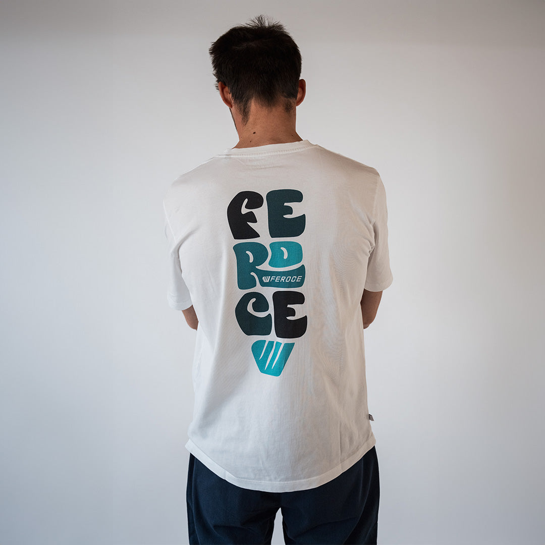 T-shirt coton bio Lefkes - bleu FEROCE vue de dos