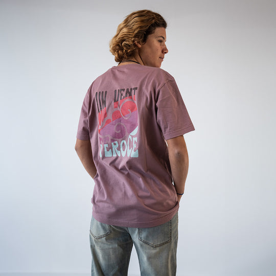 T-shirt coton bio Un Vent Feroce - rose FEROCE vue dos impression graphique