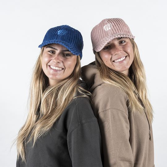 Casquette Meltem velours cotelé - Bleue FEROCE et rose pâle