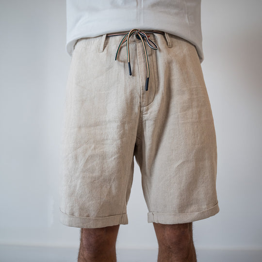 Short Summer en lin et coton - beige FEROCE détail cordon de serrage