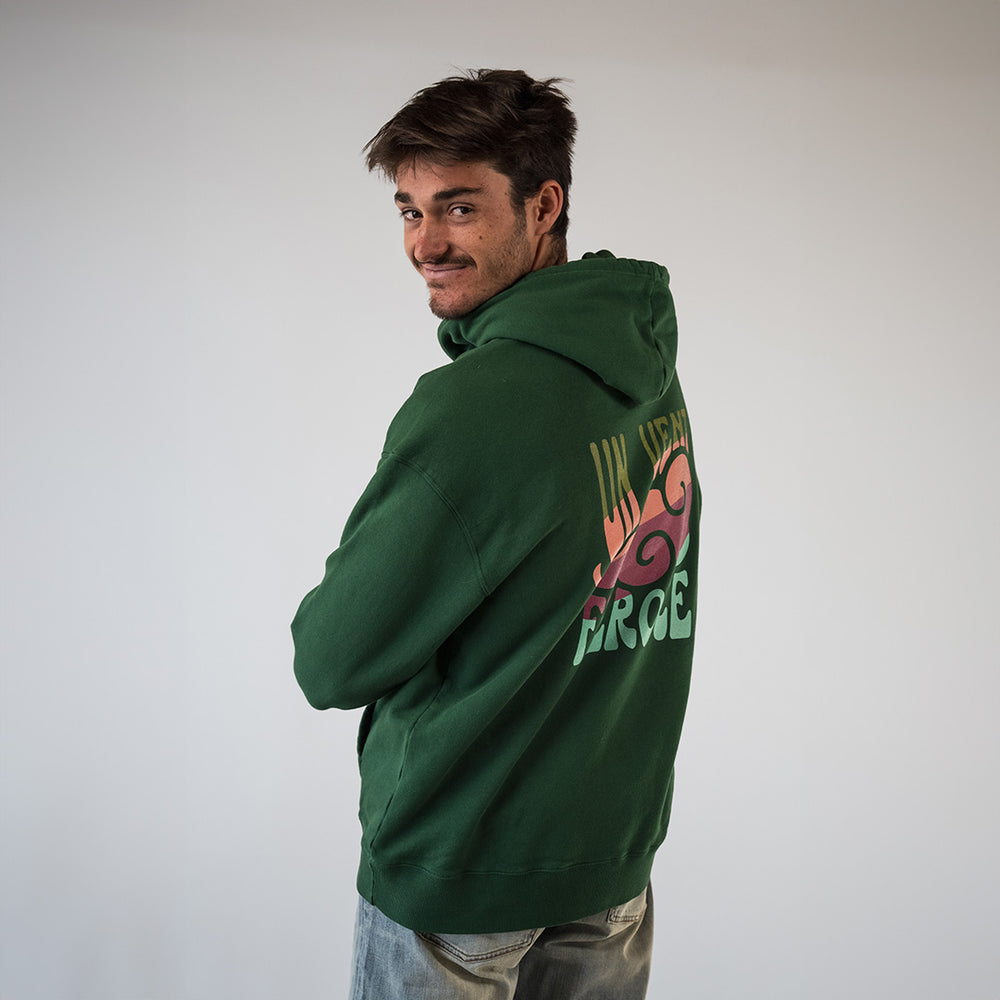 Hoodie coton bio Un Vent Feroce - Vert sapin