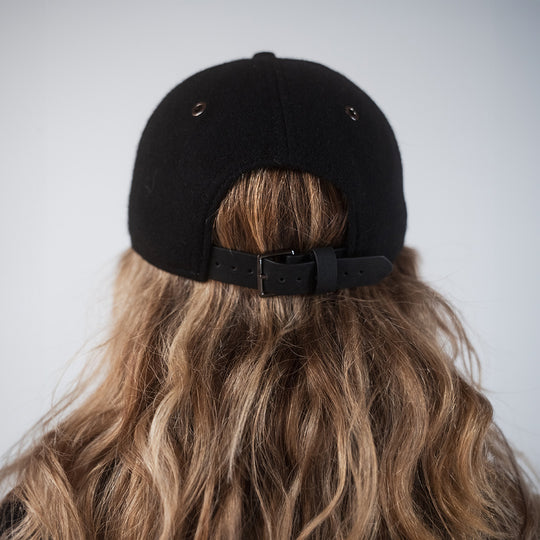 Casquette Sirocco cuir &amp; laine - noire FEROCE vue arrière réglable