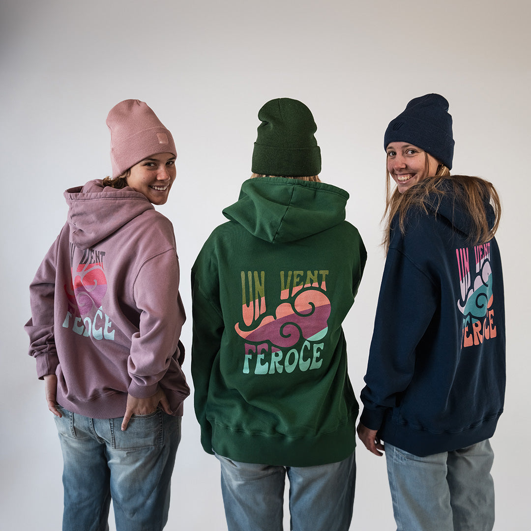 Hoodie coton bio Un Vent Feroce - Bleu marine