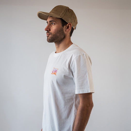 T-shirt coton bio Le Vent La Vague Feroce - blanc FEROCE porté de profil