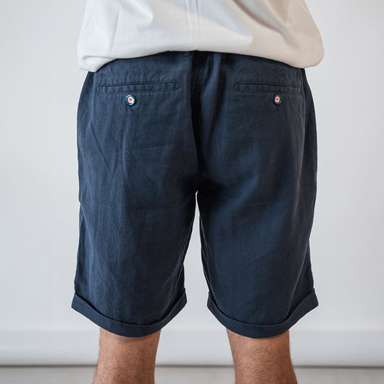 Short Summer en lin et coton - bleu FEROCE vue arrière