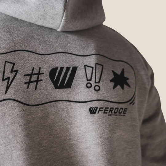 Sweat à capuche Hoodie - Gris clair FEROCE détail impression dos