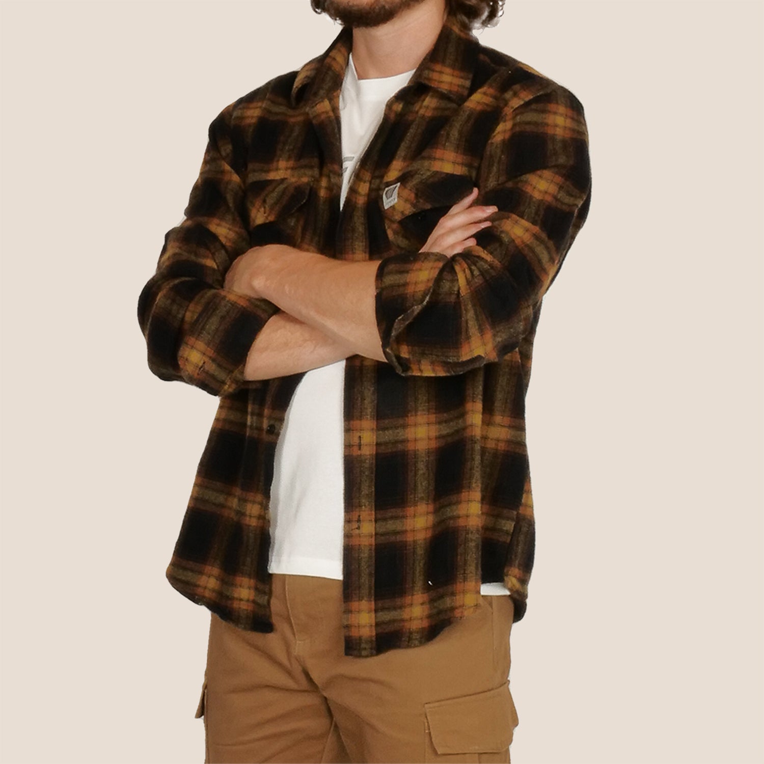 HISDERN Chemise décontractée à manches longues en HISDERN Chemise décontractée à manches longues en