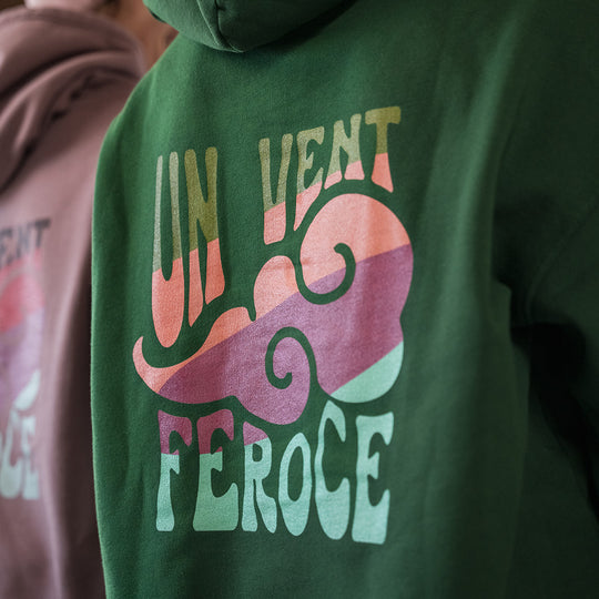 Hoodie coton bio Un Vent Feroce - Vert sapin