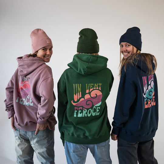 Hoodie coton bio Un Vent Feroce - Rose