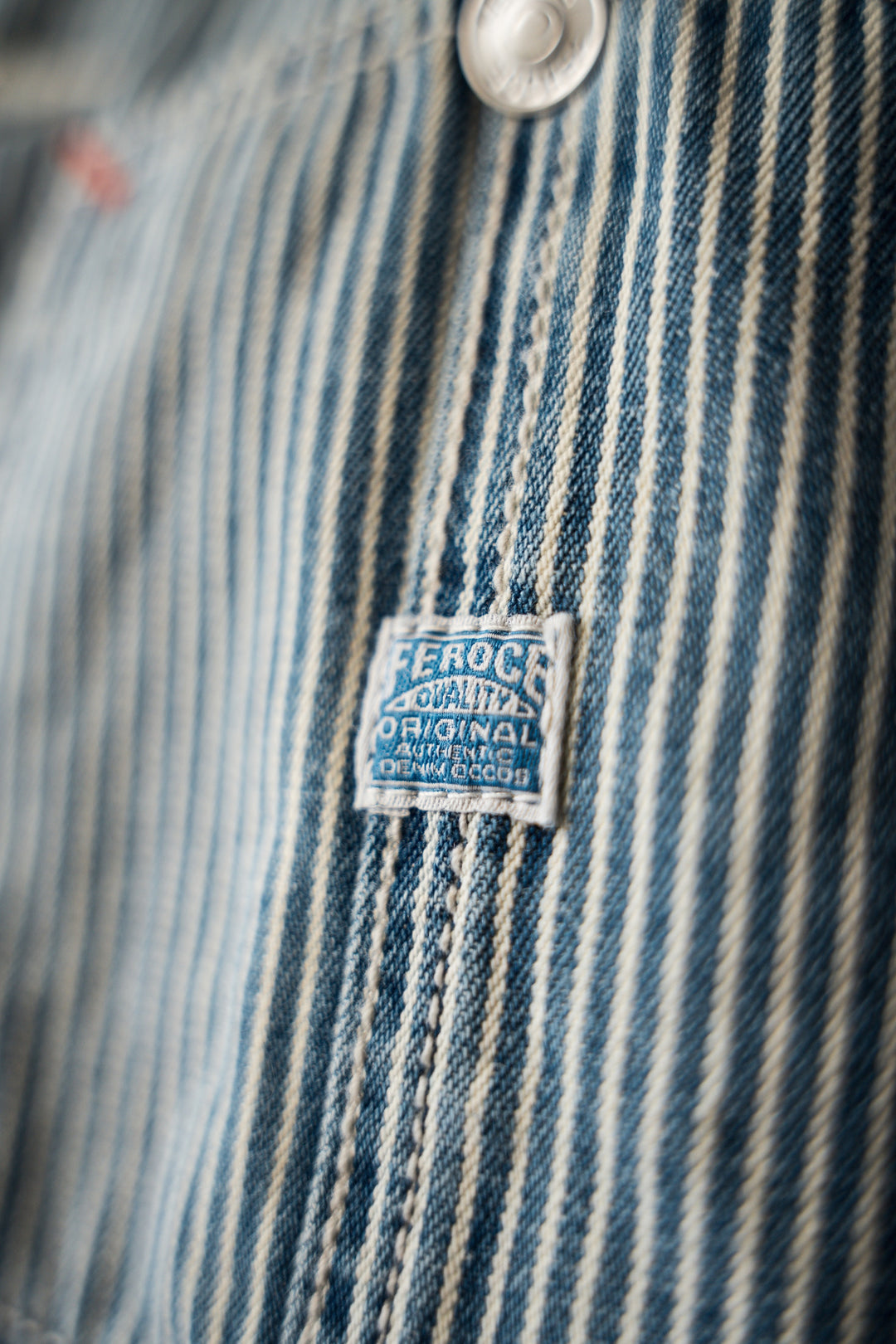 Chemise en jean Yukon bleu/blanc détail logo