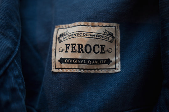 chemise en jean Rusty bleu travail détail logo intérieur FEROCE