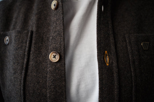 Chemise MEZENC en laine - marron FEROCE détail boutons