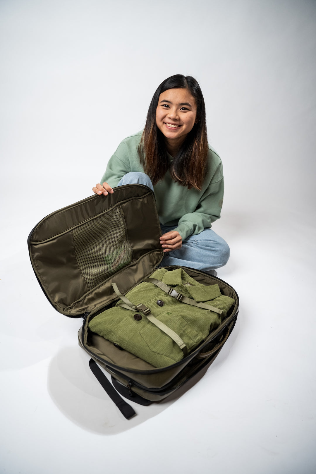 Sac Urban &amp; Outdoor Velay 18L - Kaki FEROCE ouverture du compartiment principal