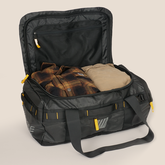 sac à dos voyage duffel 40L - noir compartiment intérieur avec vêtements