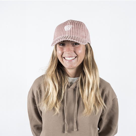 Casquette Meltem velours cotelé - rose pâle FEROCE portée femme face