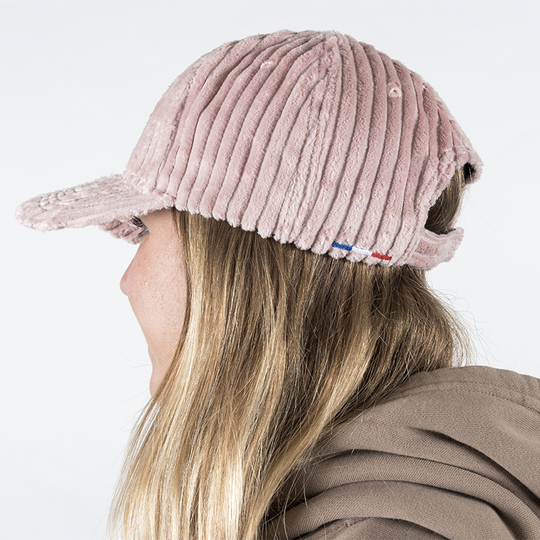 Casquette Meltem velours cotelé - rose pâle FEROCE profil côté
