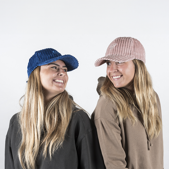 Casquette Meltem velours cotelé - rose pâle et bleue duo