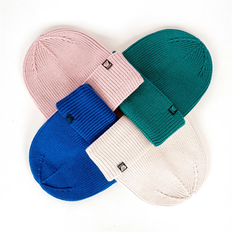Bonnet à grosse maille MANASLU - Rose, bleu, vert et blanc, parfait pour l&