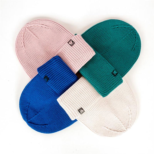 Bonnet à grosse maille MANASLU - Rose, bleu, vert et blanc, parfait pour l&