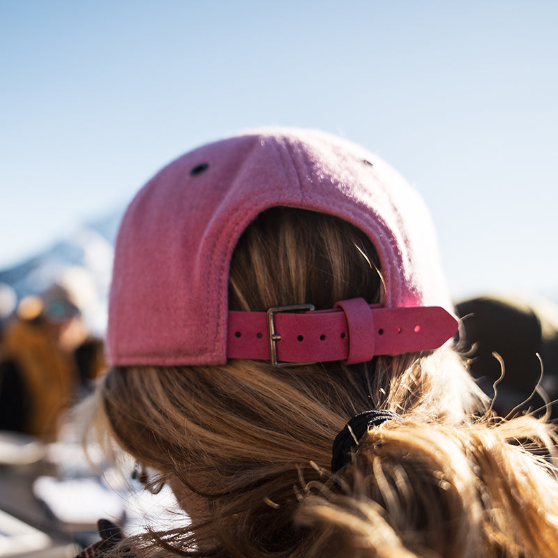 Casquette Sirocco cuir &amp; laine - rose FEROCE vue arrière réglable