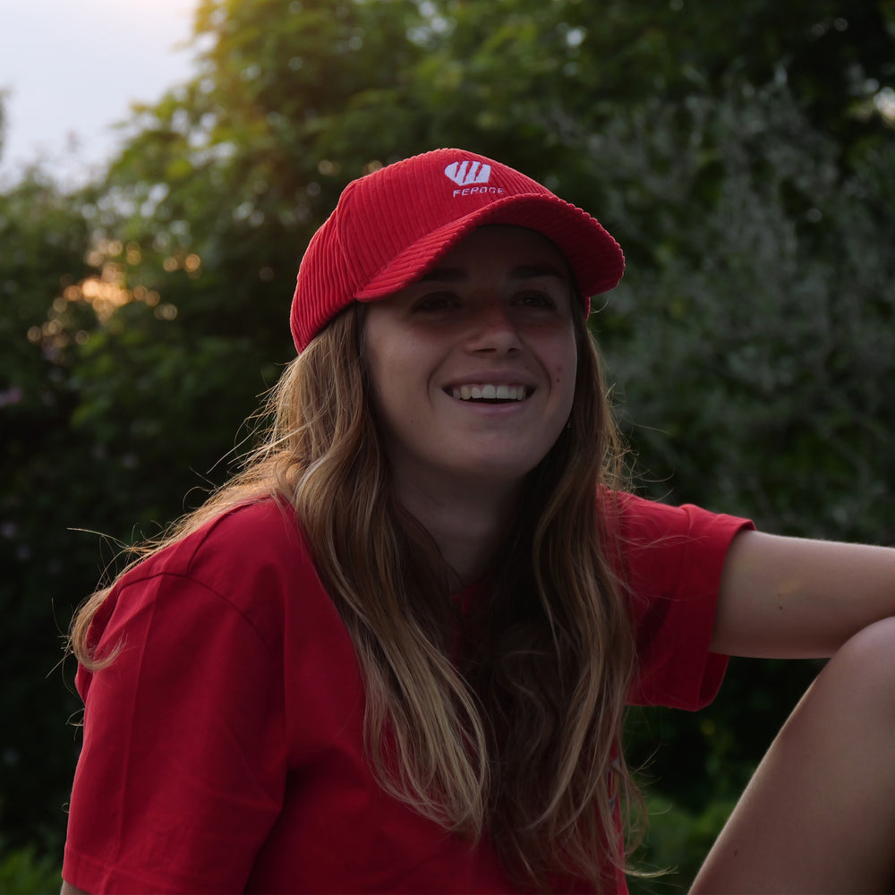 Casquette velours cotelé - Rouge