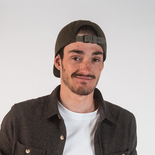 Casquette Sirocco Feroce cuir &amp; laine - Kaki vue arrière réglable