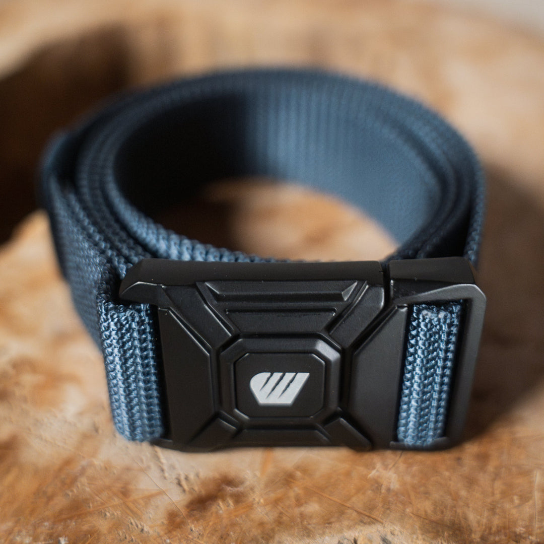 Ceinture boucle acier ouverture rapide - Bleu FEROCE détail boucle métal