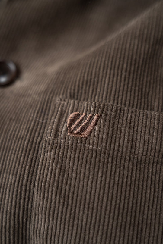 Chemise Velours Bronco - Olive foncée détails logo brodé