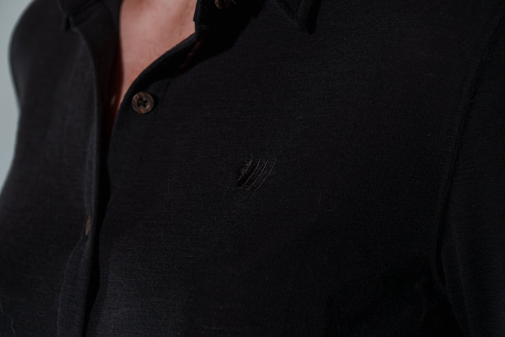 Chemise Mérinos Ibérica Femme - Marron FEROCE détail logo brodé