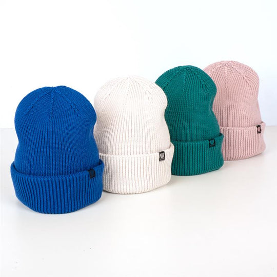 Bonnet à grosse maille MANASLU - Rose, bleu, vert et blanc, parfait pour l&