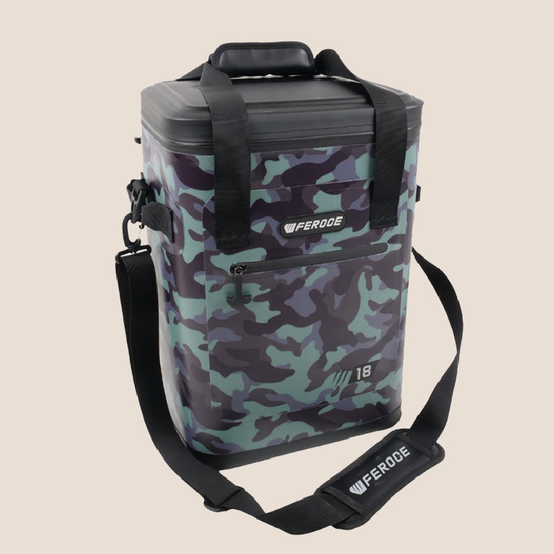 Glacière souple Loirette 18L - camouflage FEROCE vue face avec bandoulière