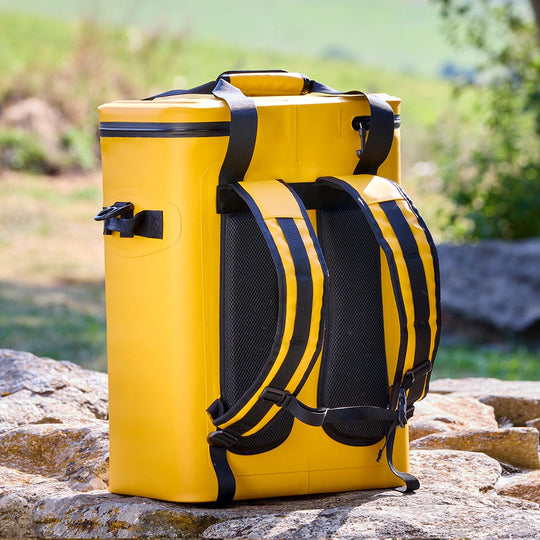 glacière souple Lignon 30L - jaune vue arrière avec bretelles sac à dos